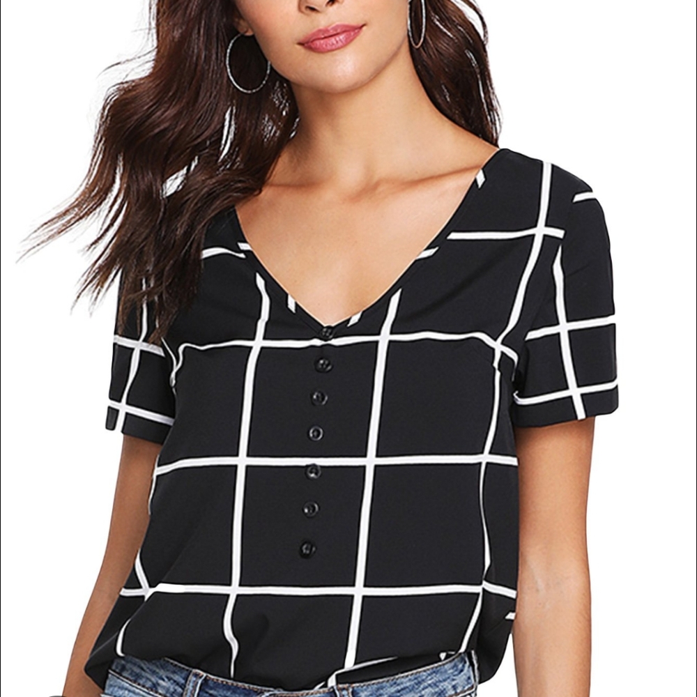 Black and White Grid Blouse